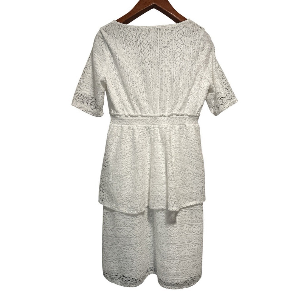 JessaKae Elegant White Lace Midi Dress - Picture 3 of 15